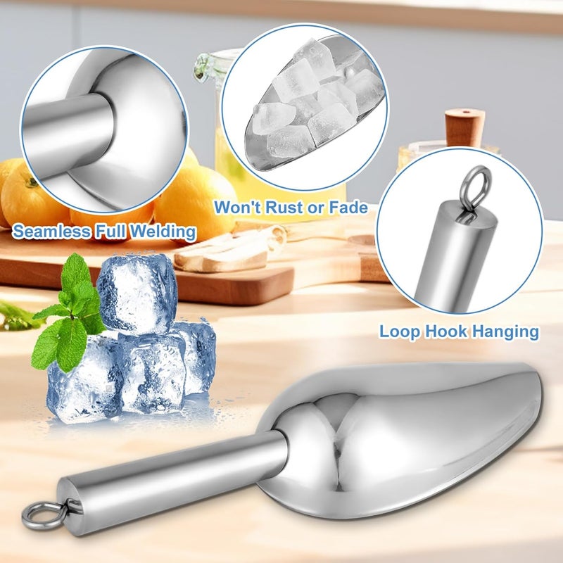 LifHap Metal Ice Scoop for Freezer,6 oz Stainless Steel Scooper for Ice Machine,Ice Bucket,Bar,Kitchen,Parties,Multipurpose Food Scoops for Ice Cubes,Popcorn,Flour,Candy,Pet Food (6 oz) - Image 4